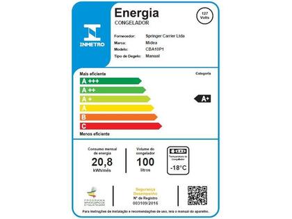 Imagem de Freezer Cervejeira Horizontal Midea 100L 1 Porta CBA10 Preto