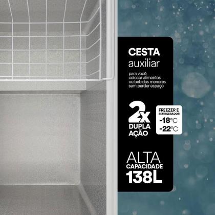 Imagem de Freezer Conservador Expositor Horizontal Dupla Ação Tampa De Vidro Eco Gelo 156L EEH200XX 220V - EOS