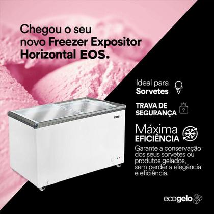 Imagem de Freezer Conservador Expositor Horizontal Dupla Ação Tampa De Vidro Eco Gelo 247L EEH300XX 220V - EOS