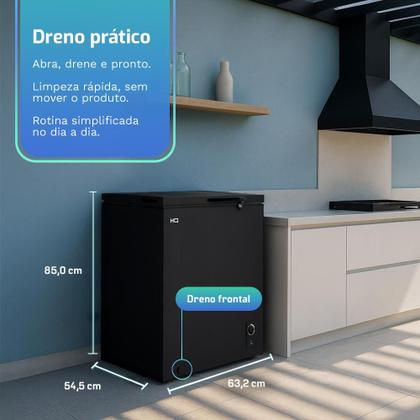 Freezer e Conservador Horizontal HQ 155 Litros Preto HQ-155CFHL