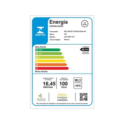 Imagem de Freezer e Conservador Vertical HQ 100 Litros Branco HQ-100FV 127V