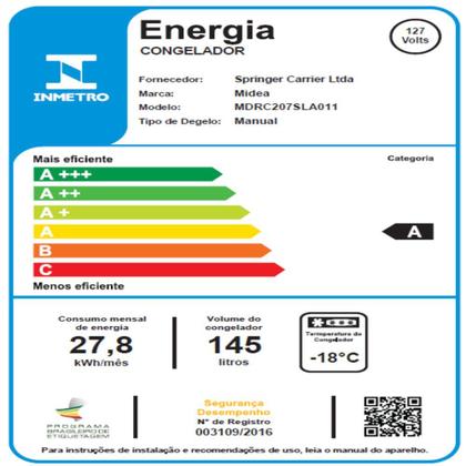 Imagem de Freezer Horizontal 1 Porta 3 em 1 Branco 145L Midea