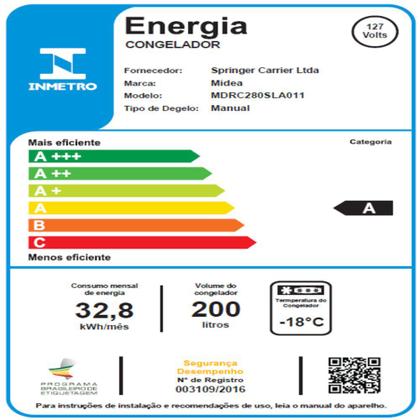 Imagem de Freezer Horizontal 1 Porta Branco 200L Midea