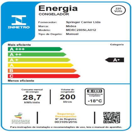 Imagem de Freezer Horizontal 1 Porta Branco 200L Midea