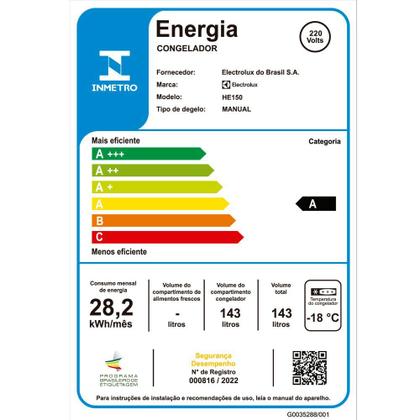 Imagem de Freezer Horizontal 143 Litros 1 Porta HE150 Electrolux