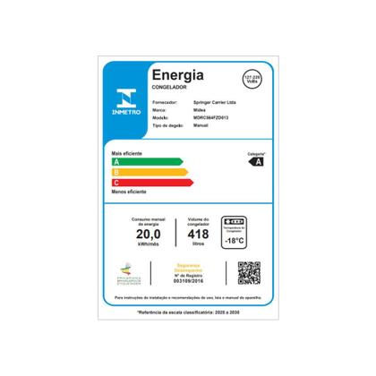 Freezer Horizontal 2 Portas 418L Inverter Bivolt Branco Midea