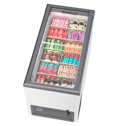 Imagem de Freezer Horizontal 395 Litros 1,37m 2 Tampas de Vidro GHD-400 CZ Cinza Gelopar - Rodízios 0C a +7C e -16C a -20C