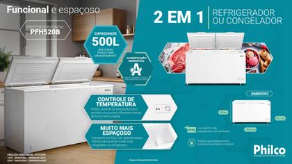 Imagem de Freezer Horizontal 500 Litros Philco 2 em 1 PFH520B 127V