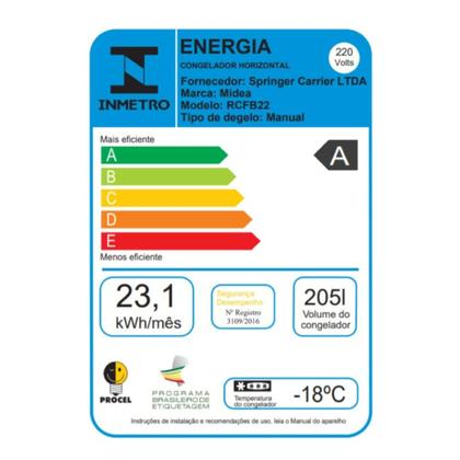 Freezer Horizontal Midea 205 Litros Branco RCFB22 220V - Freezer