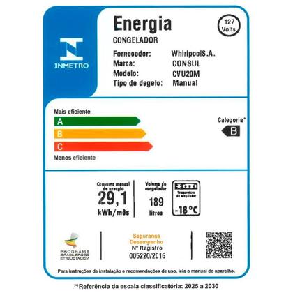 Imagem de Freezer Vertical CVU20MB com 1 Porta Reversível 189 Litros Consul