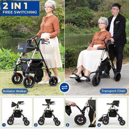 Imagem de Freios de assento dobráveis Rollator Walker Akoasm 2 em 1 136 kg