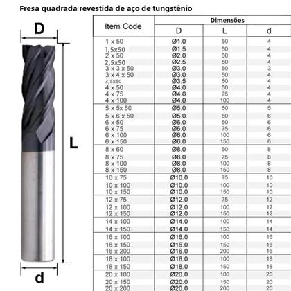 Imagem de Fresa De Alumínio, Cobre E Madeira Com 2 E 3 Lâminas HRC55 Em Aço Carbídico Não Ferroso Para