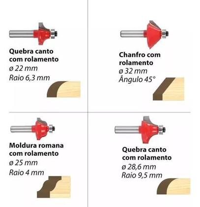 Imagem de Fresa Para Tupia Manual Madeira Compativel Makita Bosch 6.35mm