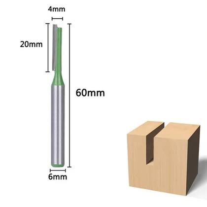 Imagem de Fresa Reta Paralela 4mm Haste 6mm Metal Duro Tupia Madeira