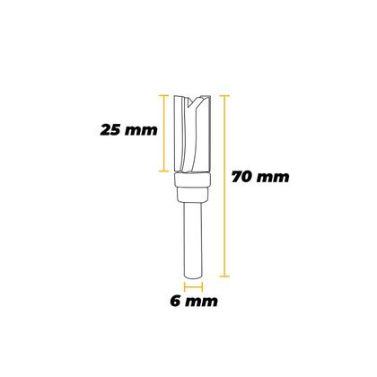 Imagem de Fresa Tupia Manual Haste 6mm Corte 25mm Com Rolamento