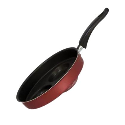 Imagem de Frigideira 22cm C/ 3 Divisórias Ideal P/ Ovos Lanches Carnes Hamburg Antiaderente Sem tampa Cereja