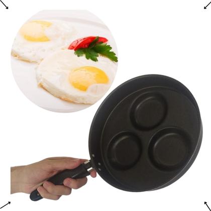 Imagem de Frigideira 22cm C/ 3 Divisórias Ideal P/ Ovos Lanches Carnes Hamburg Antiaderente Sem tampa Cereja