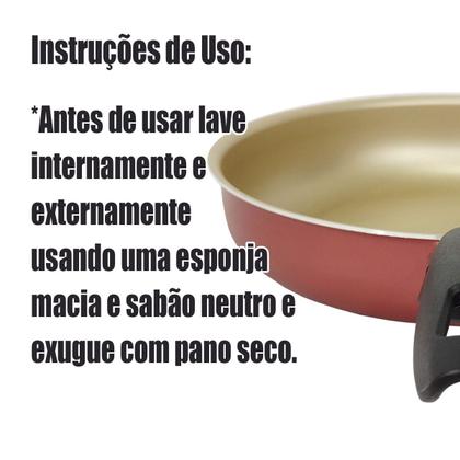 Imagem de Frigideira 24cm Com Tampa de Vidro Cereja com Dourado Alumi-Aço Linha Premium J4TECH Alumínio Antiaderente Teflon Ultra Resistente 