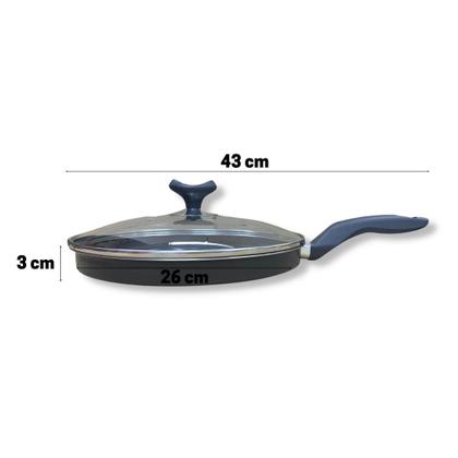 Imagem de Frigideira 4 Ovos Hamburgueres Com Tampa de Vidro Linha Premium J4TECH Alumínio Antiaderente Teflon Ultra Resistente 