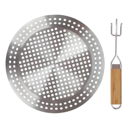 Imagem de Frigideira aço inoxidavel mor grelhar churrasqueira 2 em 1