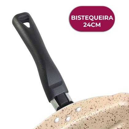 Imagem de Frigideira Alegrete Colore Grill Bistequeira 24cm Quadrada Bege Stone