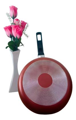 Imagem de Frigideira Antiaderente 20 CM Aluminio Profissional com Tampa de Vidro vermelho e Preto