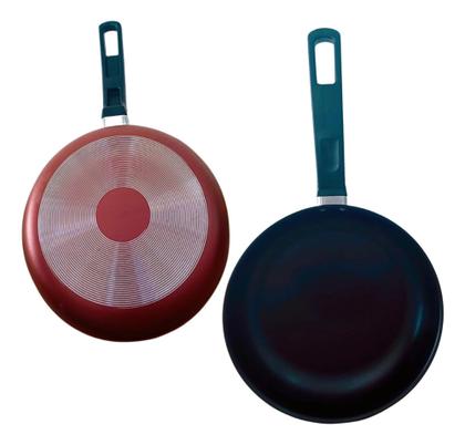 Imagem de Frigideira Antiaderente 20 CM Aluminio Profissional com Tampa de Vidro vermelho e Preto