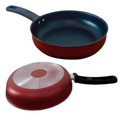 Imagem de Frigideira Antiaderente 20 CM Aluminio Profissional com Tampa de Vidro vermelho e Preto