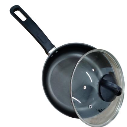 Imagem de Frigideira Antiaderente 20 CM Aluminio Profissional com Tampa de Vidro vermelho e Preto