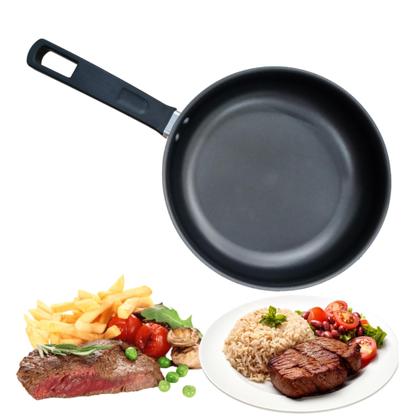 Imagem de Frigideira Antiaderente 20 CM Aluminio Profissional com Tampa de Vidro vermelho e Preto