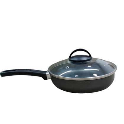 Imagem de Frigideira Antiaderente 20 CM Aluminio Profissional com Tampa de Vidro vermelho e Preto