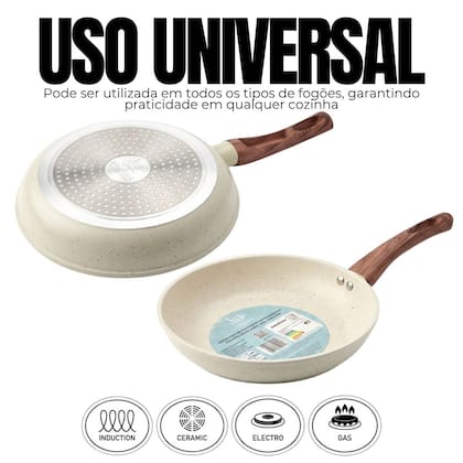 Imagem de Frigideira Antiaderente 24cm com Revestimento Cerâmico Cabo Soft Touch Durável Não Gruda Compatível com Fogão a Gás Elétrico Indução e Cooktop