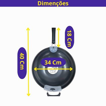 Imagem de Frigideira Antiaderente 34cm, Multifogões, Cabo Baquelite, Compatível com Indução, Preta