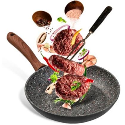 Imagem de Frigideira Antiaderente Com Tampa de Alumínio Com Revestimento Cerâmico Funda Com Cabo de Madeira