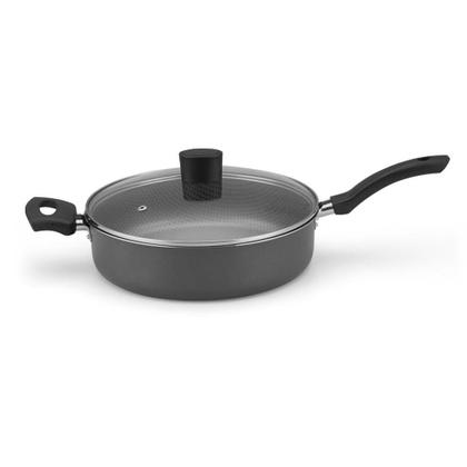 Imagem de Frigideira Antiaderente Com Tampa De Vidro E Alça - Cinza