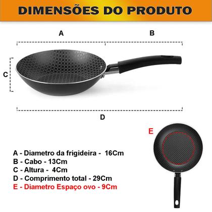 Imagem de Frigideira Antiaderente de Alumínio Pequena 16cm Não Gruda Fritar Ovo Hambúrguer Gourmet