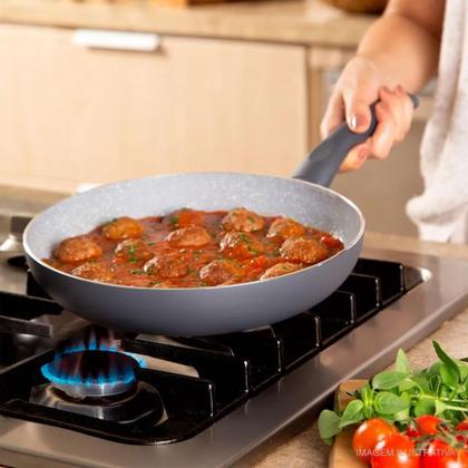 Imagem de Frigideira Antiaderente Fogão Indução Gás elétrico Cinza Soft Touch 26 cm Hercules