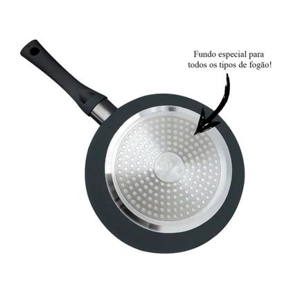 Imagem de Frigideira Antiaderente Fogão Indução Gás elétrico Cinza Soft Touch 26 cm Hercules
