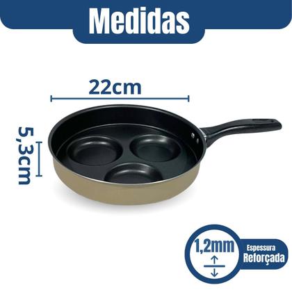 Imagem de Frigideira Antiaderente Frita 3 Ovos Separados Com Furo