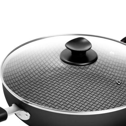 Imagem de Frigideira Antiaderente Nº 30 Wok Grande Redonda Masterflon Com Tampa De Vidro Patolux