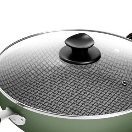 Imagem de Frigideira Antiaderente Nº 30 Wok Grande Redonda Masterflon Com Tampa De Vidro Patolux