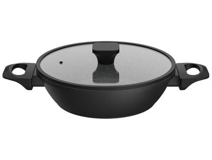 Frigideira Brinox de Alumínio com Tampa Indução Stone Preta 24cm