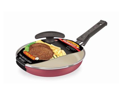 Imagem de Frigideira Burger Fortaleza 16 cm com Tampa de Vidro Cereja