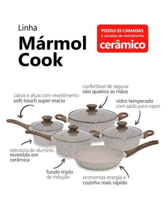 Imagem de Frigideira Cerâmica Antiaderente 20cm Fundo Triplo Indução Mimo Style Linha Mármol Cook Panela Avulsa Pequena