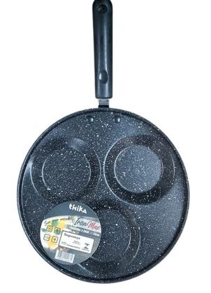 Imagem de Frigideira Com 3 Divisórias Circular Antiaderente Para Ovos Grelhados 23cm Fogão Indução Elétrico a Gás Vitrocerâmico Cabo Baquelite Prática