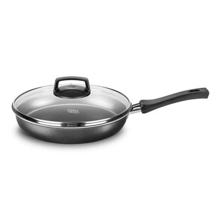 Imagem de Frigideira Com Tampa de Vidro 1,4L Antiaderente 22cm Grafite Brinde Kit Com 5 Peças