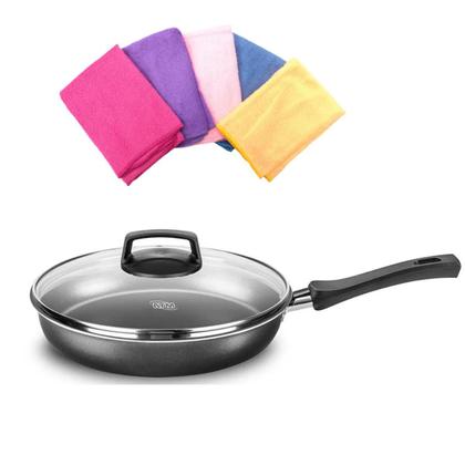 Imagem de Frigideira Com Tampa de Vidro 1,4L Antiaderente 22cm Grafite Brinde Kit Com 5 Peças