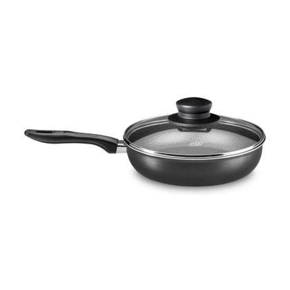 Imagem de Frigideira Com Tampa de Vidro 1,4L Antiaderente 22cm Grafite Brinde Kit Com 5 Peças