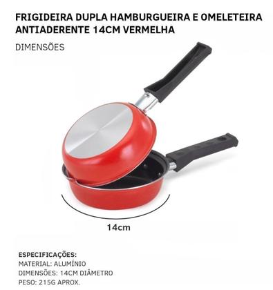 Imagem de Frigideira Dupla Hamburgueira E Omeleteira Antiaderente 14Cm