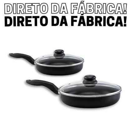 Imagem de Frigideira Esplêndida com Tampa de Vidro com 2 peças Linha Premium J4TECH Alumínio Antiaderente Teflon Ultra Resistente 
